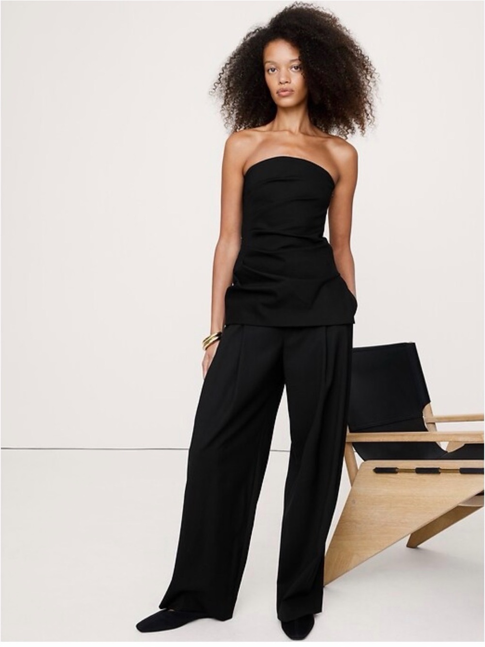NEW Strapless Black Women's Ponte fabric ruched top